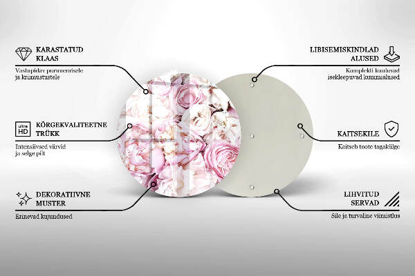 Sottobicchiere in vetro per candele tombali con decorazione a mazzo di peonie