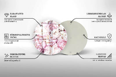 Sottobicchiere in vetro per candele tombali con decorazione a mazzo di peonie