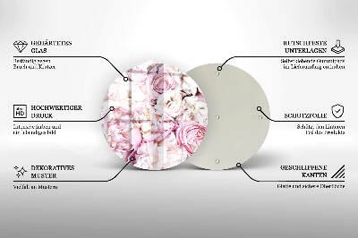 Sottobicchiere in vetro per candele tombali con decorazione a mazzo di peonie