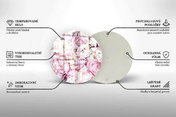 Sottobicchiere in vetro per candele tombali con decorazione a mazzo di peonie