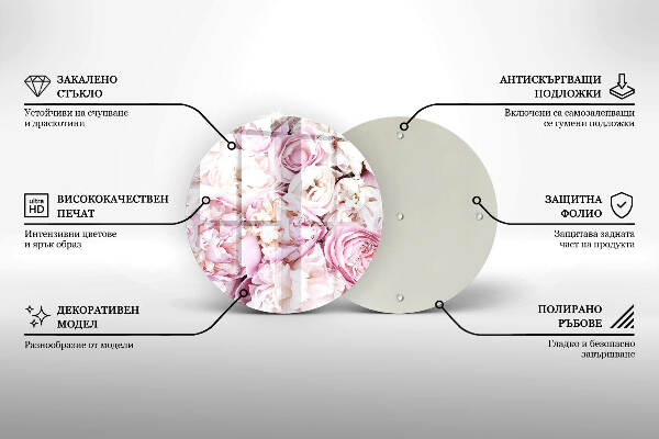 Sottobicchiere in vetro per candele tombali con decorazione a mazzo di peonie