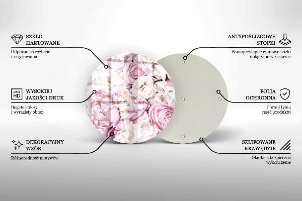 Sottobicchiere in vetro per candele tombali con decorazione a mazzo di peonie