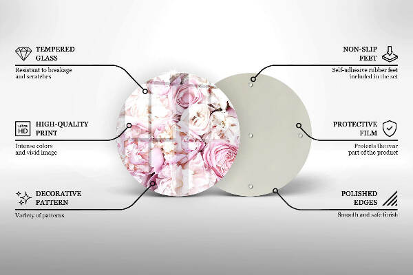 Sottobicchiere in vetro per candele tombali con decorazione a mazzo di peonie