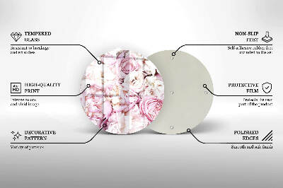 Sottobicchiere in vetro per candele tombali con decorazione a mazzo di peonie