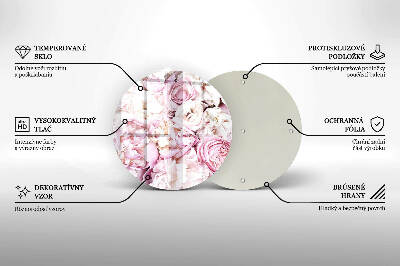 Sottobicchiere in vetro per candele tombali con decorazione a mazzo di peonie