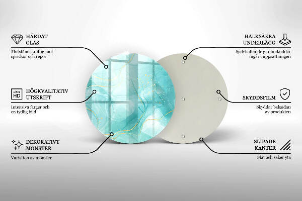 Piatto in vetro per candele con motivo astratto blu e oro