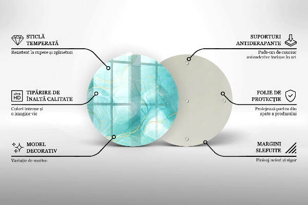 Piatto in vetro per candele con motivo astratto blu e oro