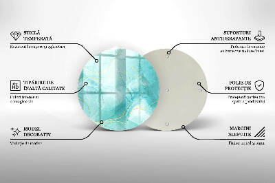 Piatto in vetro per candele con motivo astratto blu e oro