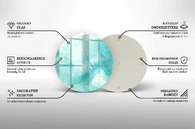 Piatto in vetro per candele con motivo astratto blu e oro