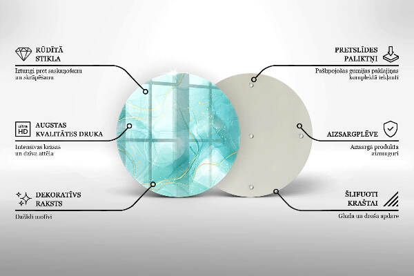 Piatto in vetro per candele con motivo astratto blu e oro