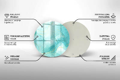 Piatto in vetro per candele con motivo astratto blu e oro