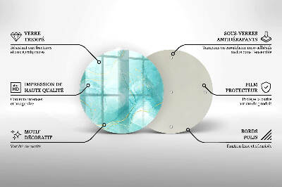 Piatto in vetro per candele con motivo astratto blu e oro