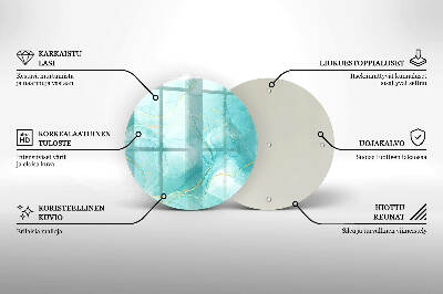 Piatto in vetro per candele con motivo astratto blu e oro
