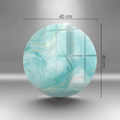 Piatto in vetro per candele con motivo astratto blu e oro