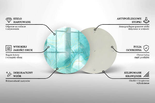 Piatto in vetro per candele con motivo astratto blu e oro