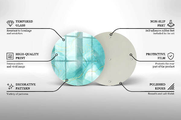 Piatto in vetro per candele con motivo astratto blu e oro