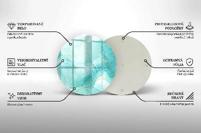 Piatto in vetro per candele con motivo astratto blu e oro