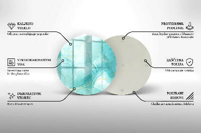 Piatto in vetro per candele con motivo astratto blu e oro