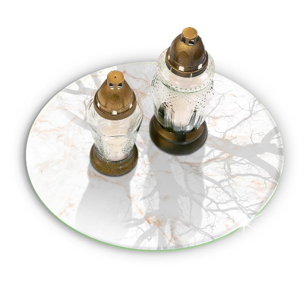 Sottobicchiere in vetro per candele tombali con motivo in marmo elegante
