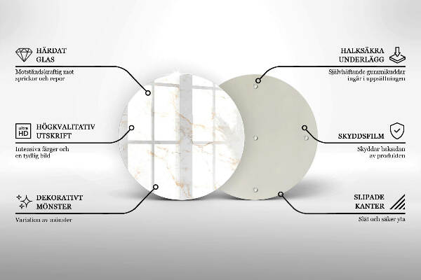 Sottobicchiere in vetro per candele tombali con motivo in marmo elegante