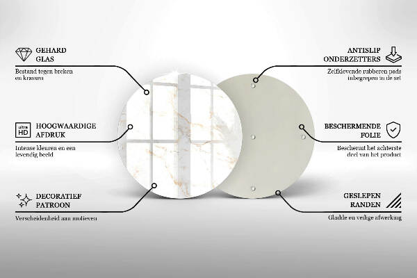 Sottobicchiere in vetro per candele tombali con motivo in marmo elegante