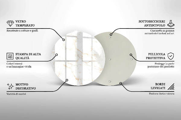 Sottobicchiere in vetro per candele tombali con motivo in marmo elegante