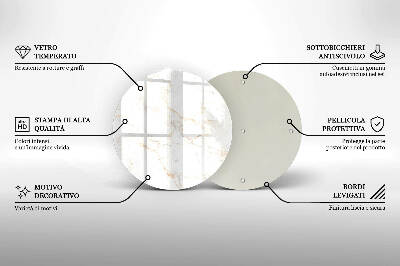 Sottobicchiere in vetro per candele tombali con motivo in marmo elegante
