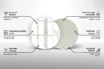 Sottobicchiere in vetro per candele tombali con motivo in marmo elegante