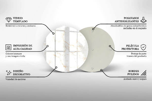 Sottobicchiere in vetro per candele tombali con motivo in marmo elegante