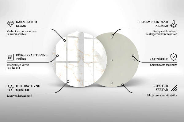 Sottobicchiere in vetro per candele tombali con motivo in marmo elegante