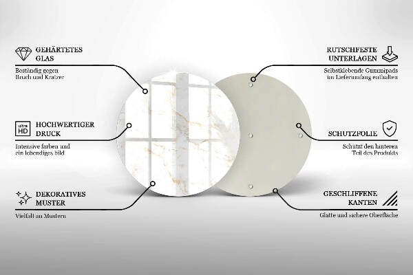 Sottobicchiere in vetro per candele tombali con motivo in marmo elegante