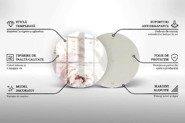 Sottobicchiere in vetro per candele tombali con stampa di peonie nei toni pastello