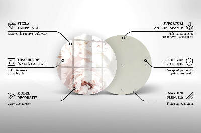 Sottobicchiere in vetro per candele tombali con stampa di peonie nei toni pastello
