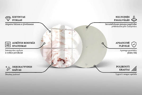 Sottobicchiere in vetro per candele tombali con stampa di peonie nei toni pastello