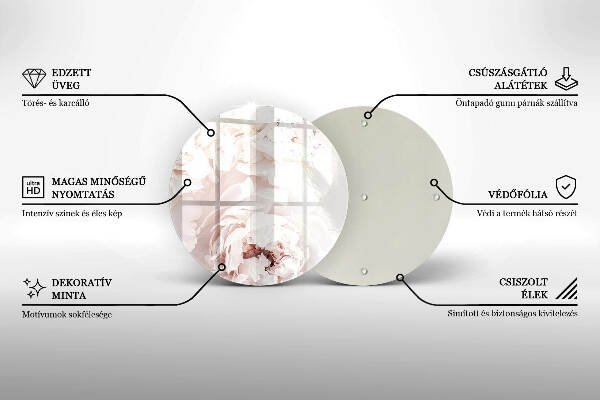 Sottobicchiere in vetro per candele tombali con stampa di peonie nei toni pastello
