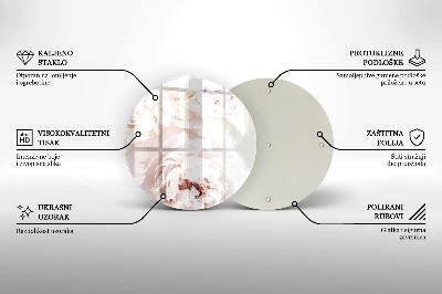 Sottobicchiere in vetro per candele tombali con stampa di peonie nei toni pastello
