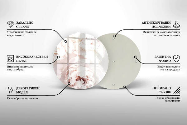 Sottobicchiere in vetro per candele tombali con stampa di peonie nei toni pastello