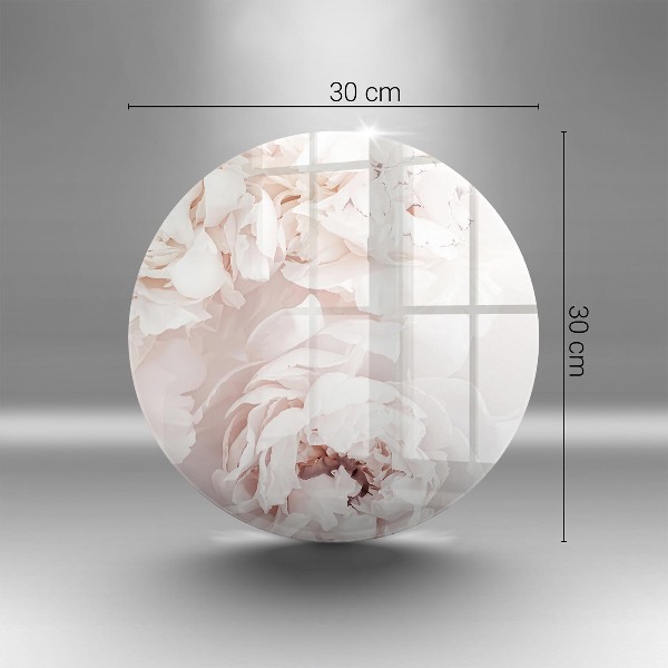 Sottobicchiere in vetro per candele tombali con stampa di peonie nei toni pastello