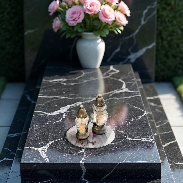 Sottobicchiere in vetro per candele tombali con stampa di peonie nei toni pastello