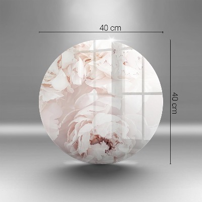 Sottobicchiere in vetro per candele tombali con stampa di peonie nei toni pastello