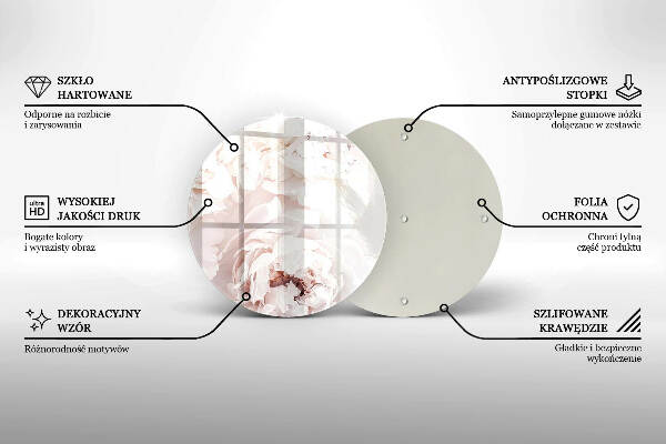 Sottobicchiere in vetro per candele tombali con stampa di peonie nei toni pastello