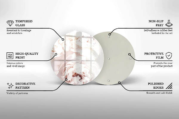 Sottobicchiere in vetro per candele tombali con stampa di peonie nei toni pastello