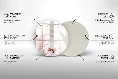 Sottobicchiere in vetro per candele tombali con stampa di peonie nei toni pastello