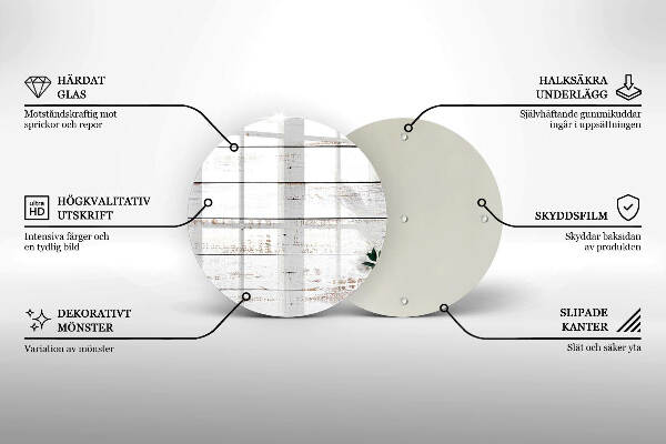 Sottobicchiere in vetro per candele tombali con motivo vecchie assi e foglie