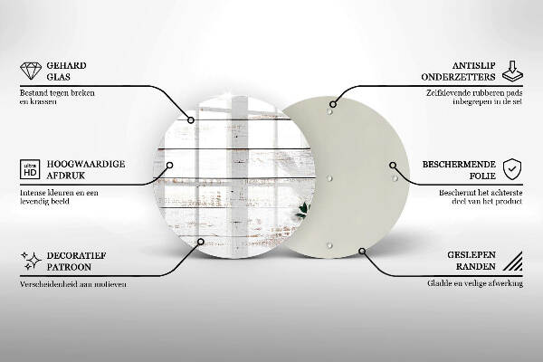 Sottobicchiere in vetro per candele tombali con motivo vecchie assi e foglie