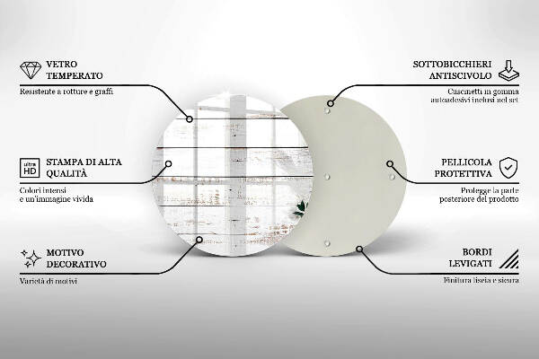 Sottobicchiere in vetro per candele tombali con motivo vecchie assi e foglie