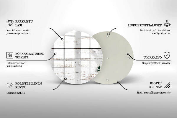 Sottobicchiere in vetro per candele tombali con motivo vecchie assi e foglie