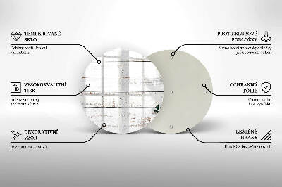 Sottobicchiere in vetro per candele tombali con motivo vecchie assi e foglie