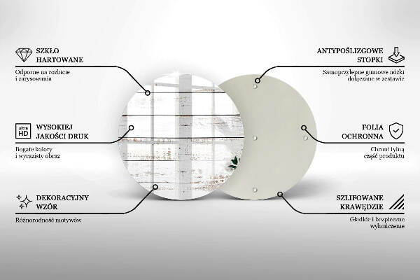 Sottobicchiere in vetro per candele tombali con motivo vecchie assi e foglie