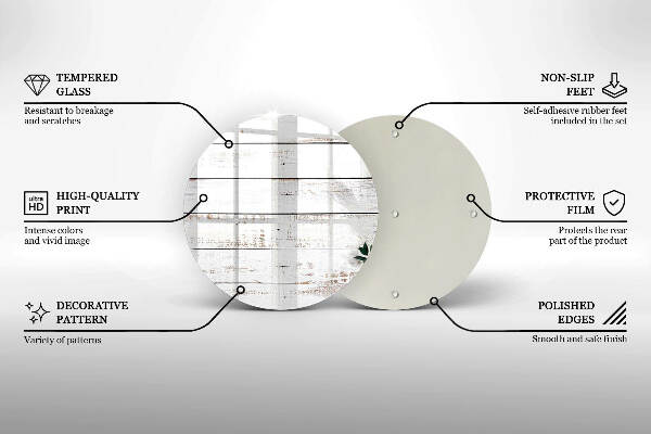 Sottobicchiere in vetro per candele tombali con motivo vecchie assi e foglie